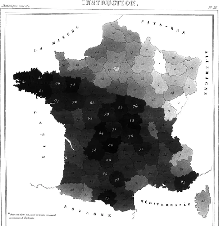 André-Michel Guerry’s 'Instruction' map of France (1833)