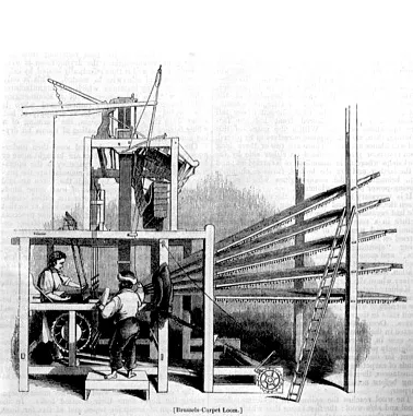 Jacquard engine attached to a carpet loom