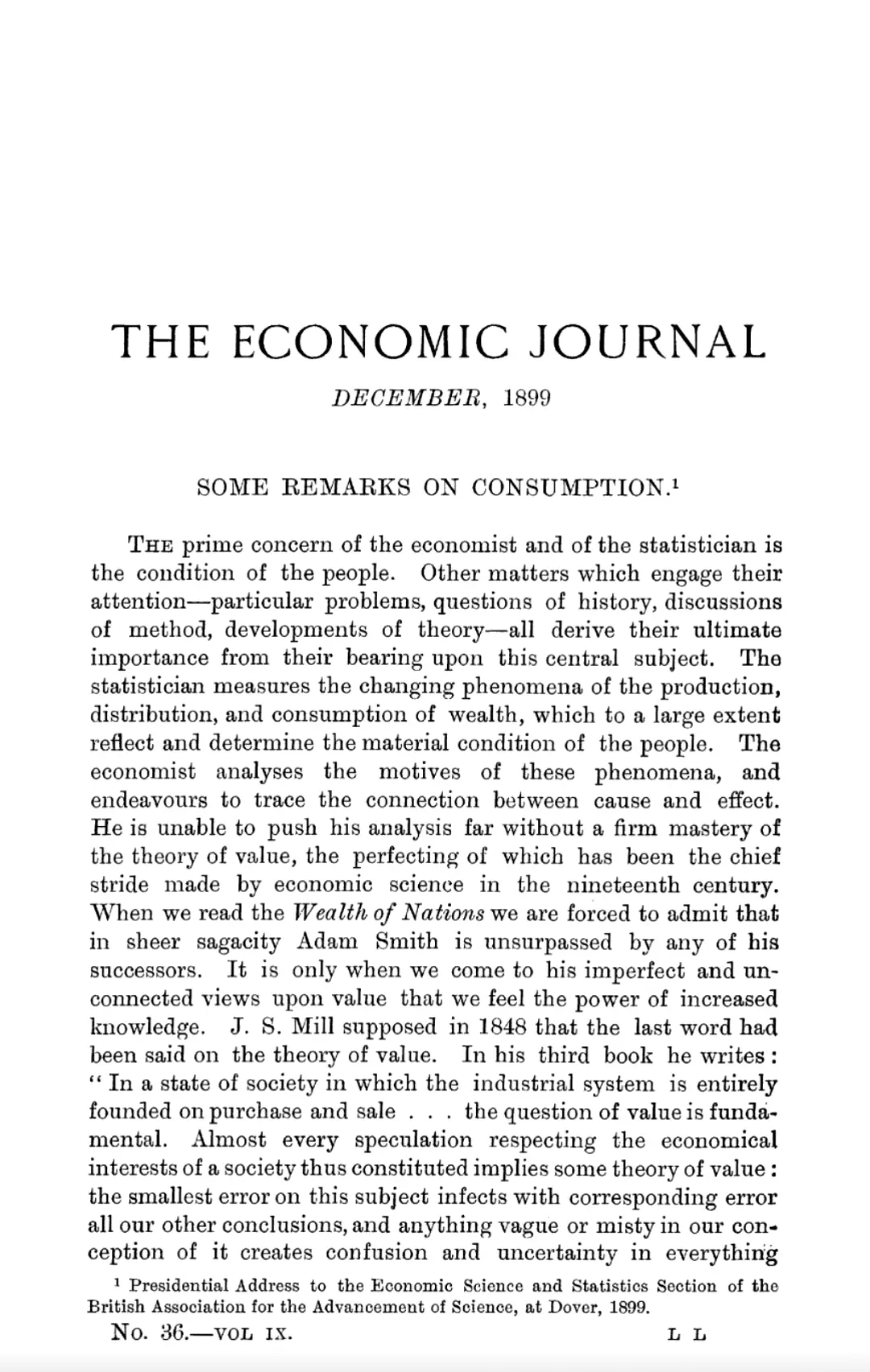 Henry Higgs, “Some Remarks on Consumption”