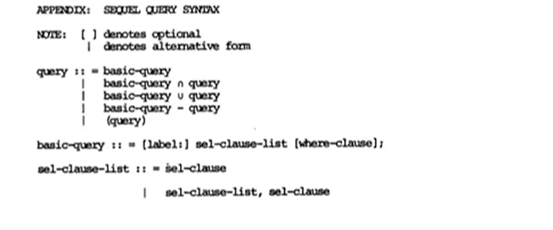 Query templates from the article “SEQUEL: A Structured English Query Language”